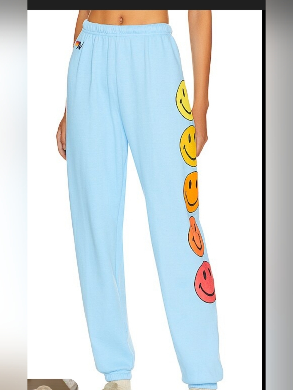 Aviator Nation Sky Blue Hoodie And Sweatpants Smiley Sleeve Graphics - Picture 2 of 10